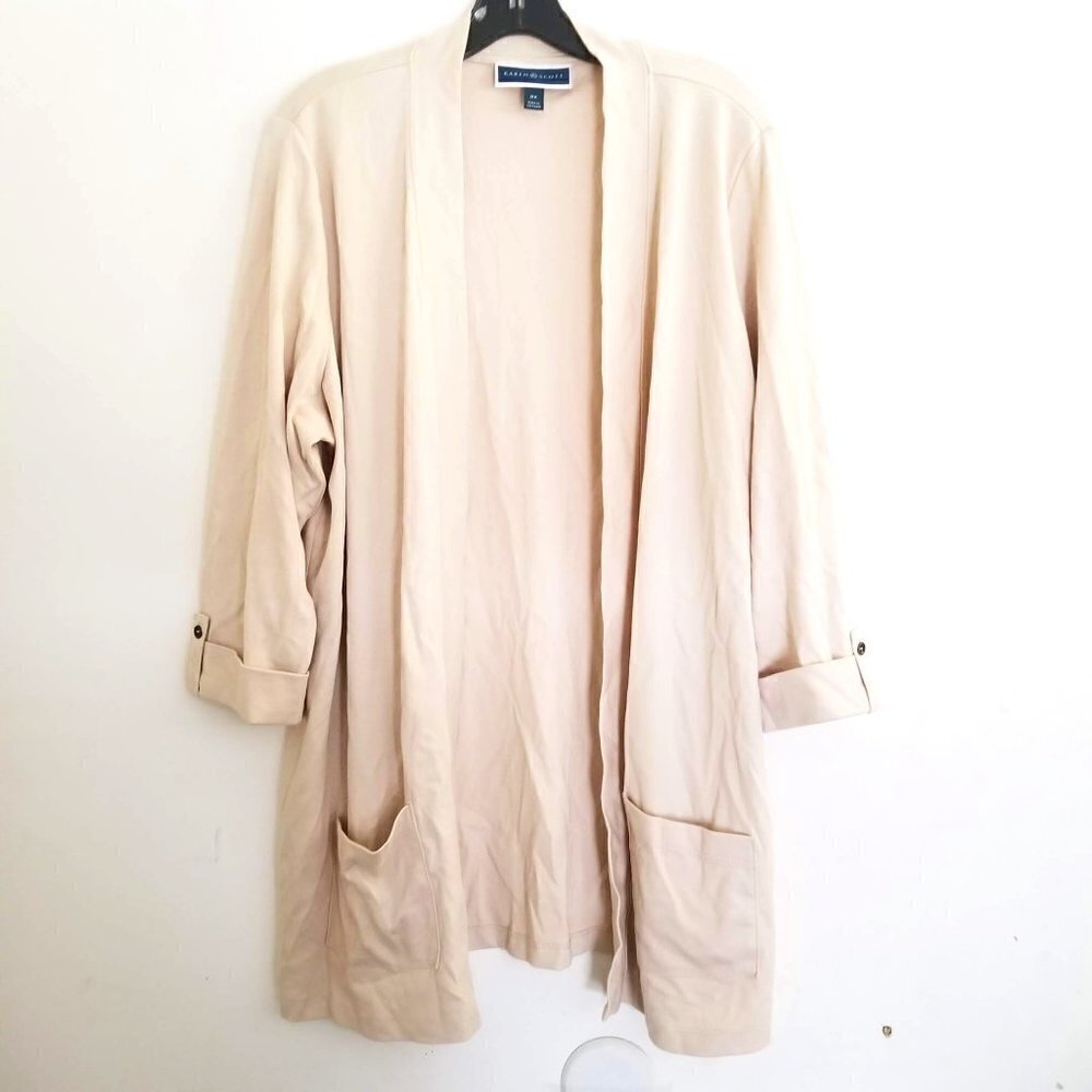 Karen Scott Rolled Sleeve Open Front Cardigan Sz0X